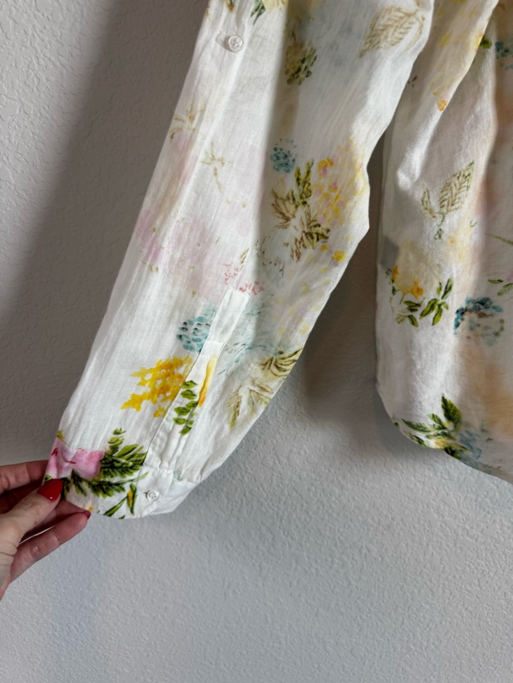 The Nu Vintage Floral Print Embroidered Boho Romantic Delicate Button Down Top L - Picture 8 of 9